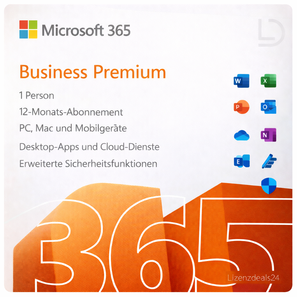 Microsoft 365 Business Premium | App desktop e sicurezza avanzata | Abbonamento di 12 mesi | Soluzioni IT di livello aziendale per le PMI