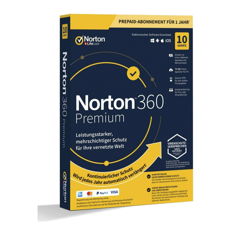 Norton 360 Premium 10 dispositivi 1 anno + 75 GB