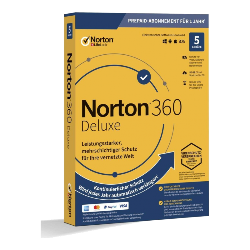 Norton 360 Deluxe 5 dispositivi 1 anno + 50 GB