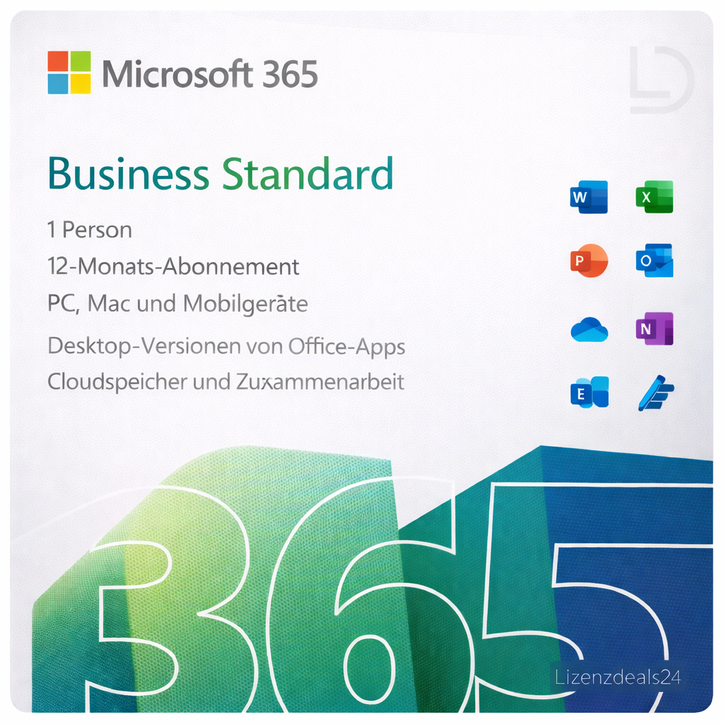 Microsoft 365 Business Standard | App cloud e desktop | Abbonamento di 12 mesi | Windows/Mac/dispositivi mobili