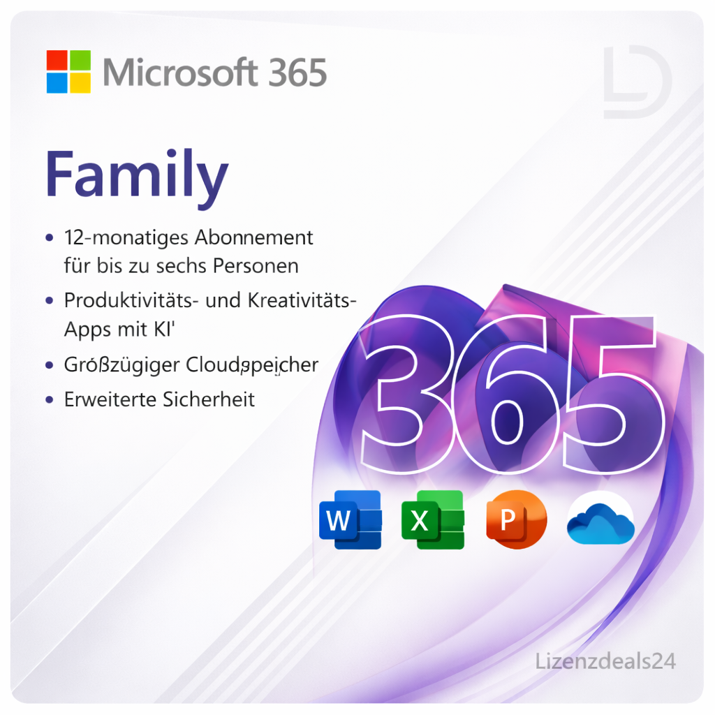 Microsoft 365 Family | Fino a 6 persone | App premium e spazio di archiviazione cloud | Abbonamento di 12 mesi | PC, Mac, iOS e Android